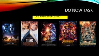 DO NOW TASK
TOP 5 HIGHEST GROSSING
 