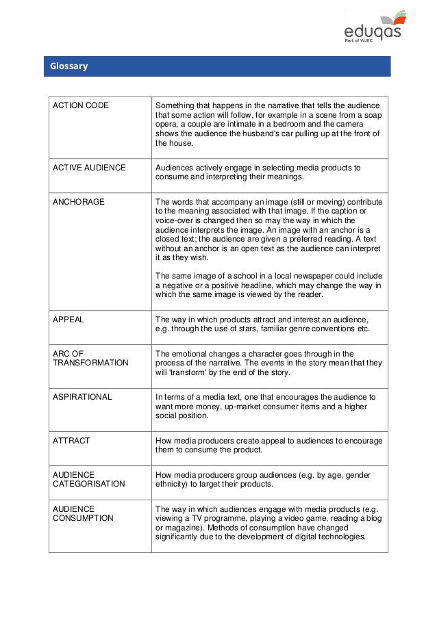 A level media glossary