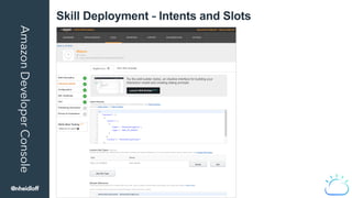 AmazonDeveloperConsole Skill Deployment – Intents and Slots
@nheidloff
 