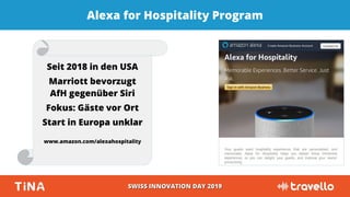SWISS INNOVATION DAY 2019SWISS INNOVATION DAY 2019
Alexa for Hospitality Program
Seit 2018 in den USA
Marriott bevorzugt
A...