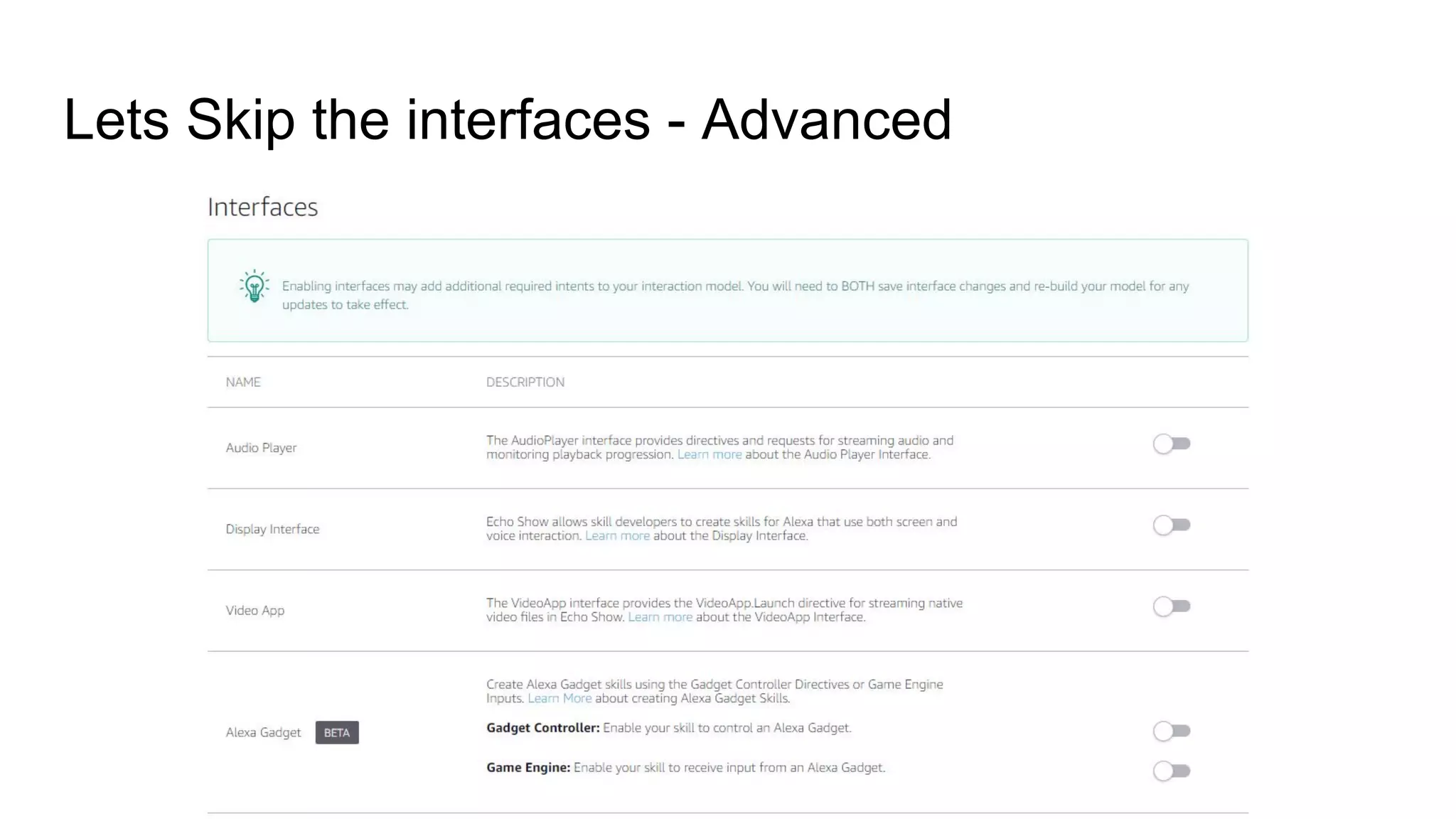 Lets Skip the interfaces - Advanced
 