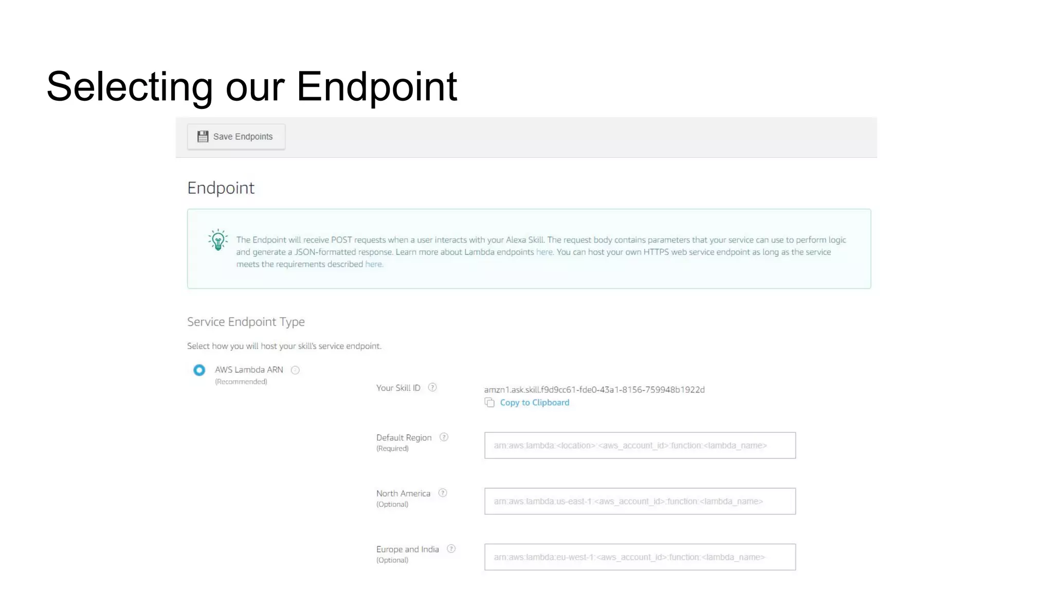 Selecting our Endpoint
 