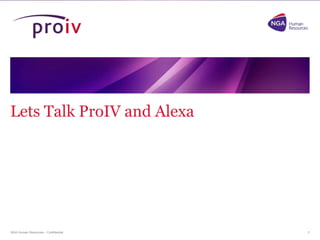 NGA Human Resources - Confidential.
Lets Talk ProIV and Alexa
1
 