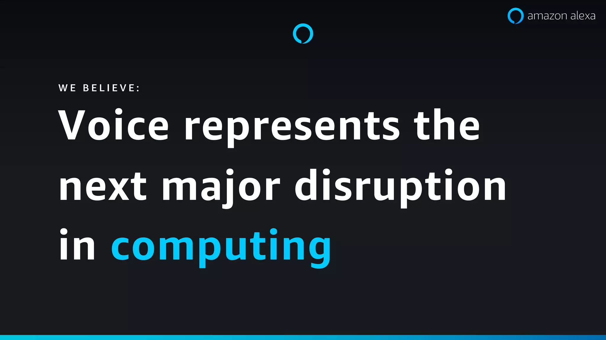 Voice represents the
next major disruption
in computing
W E B E L I E V E :
 