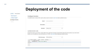 Deployment of the code
 