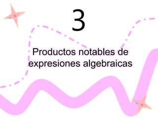 Productos notables de
expresiones algebraicas
3
 