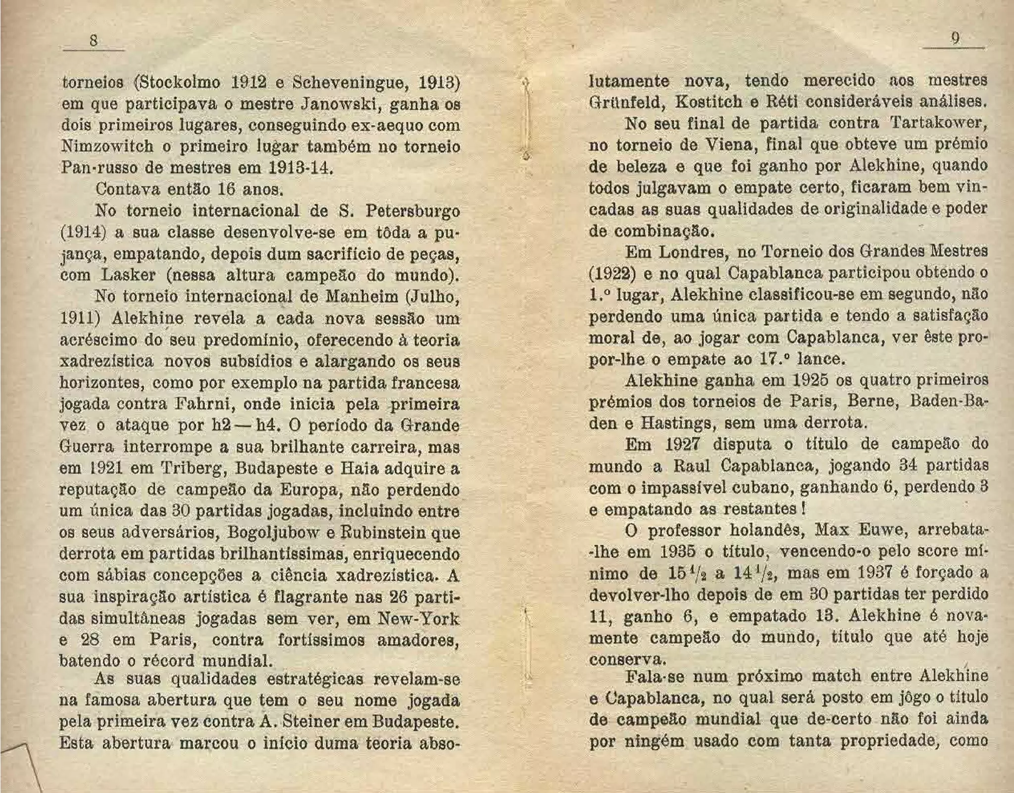 Alexander alekhine campeão mundial em portugual
