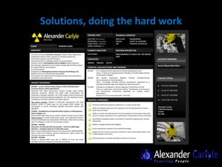 Solutions, doing the hard work
 