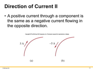 © McGraw Hill 11
Direction of Current II
• A positive current through a component is
the same as a negative current flowing in
the opposite direction.
 