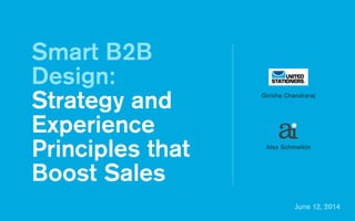 June 12, 2014
Smart B2B
Design:
Strategy and
Experience
Principles that
Boost Sales
Girisha Chandraraj
Alex Schmelkin
 