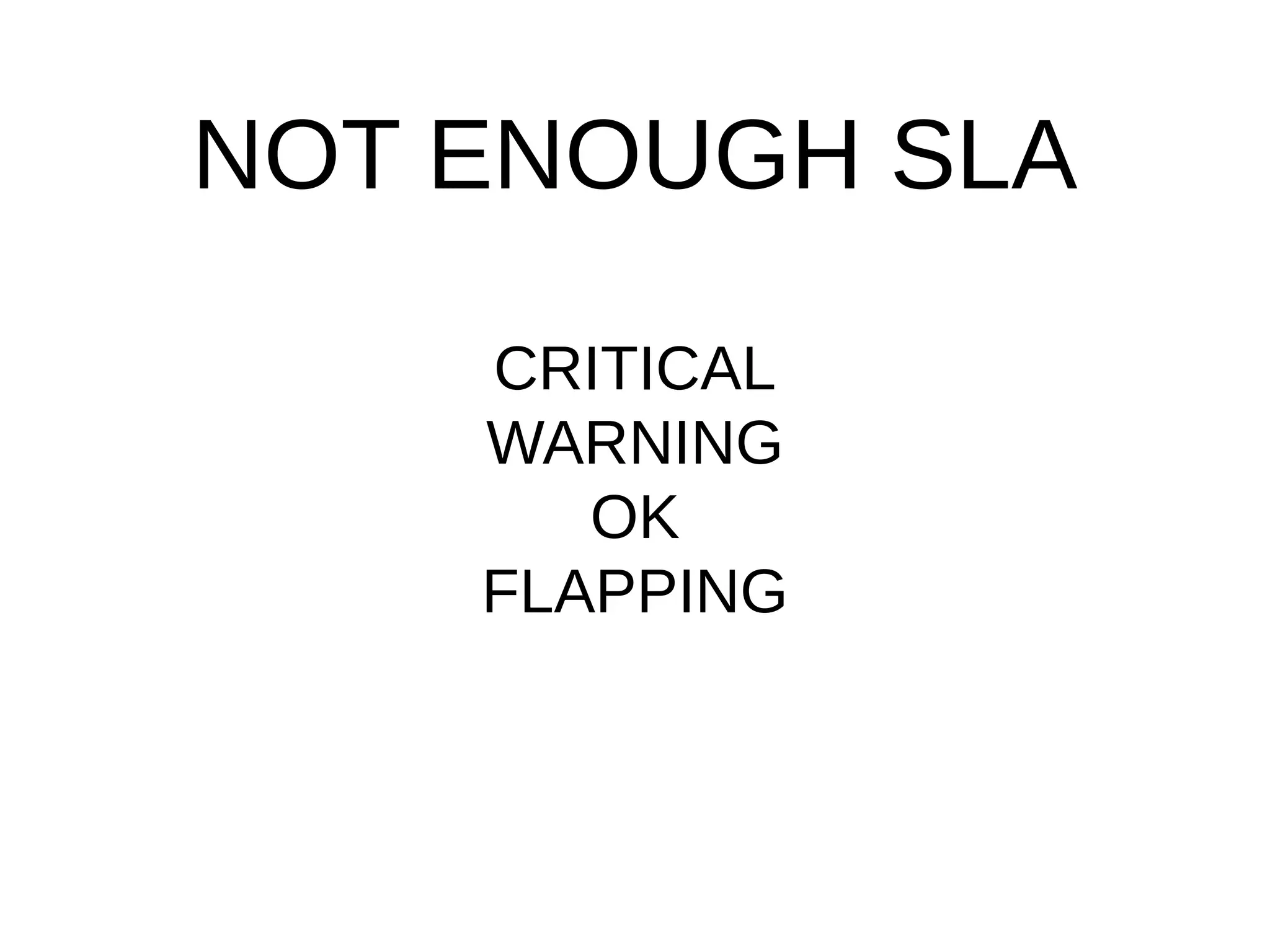 NOT ENOUGH SLA
CRITICAL
WARNING
OK
FLAPPING
 