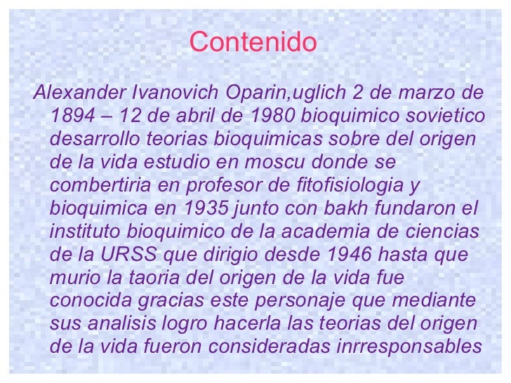 El Origen De La Vida Oparin Pdf