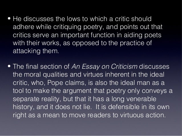 Essay criticism pope discusses rules