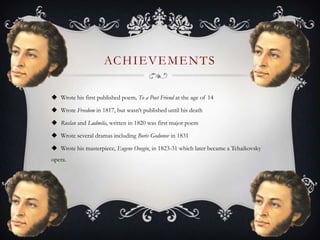 ACHIEVEMENTS
 Wrote his first published poem, To a Poet Friend at the age of 14
 Wrote Freedom in 1817, but wasn’t publi...