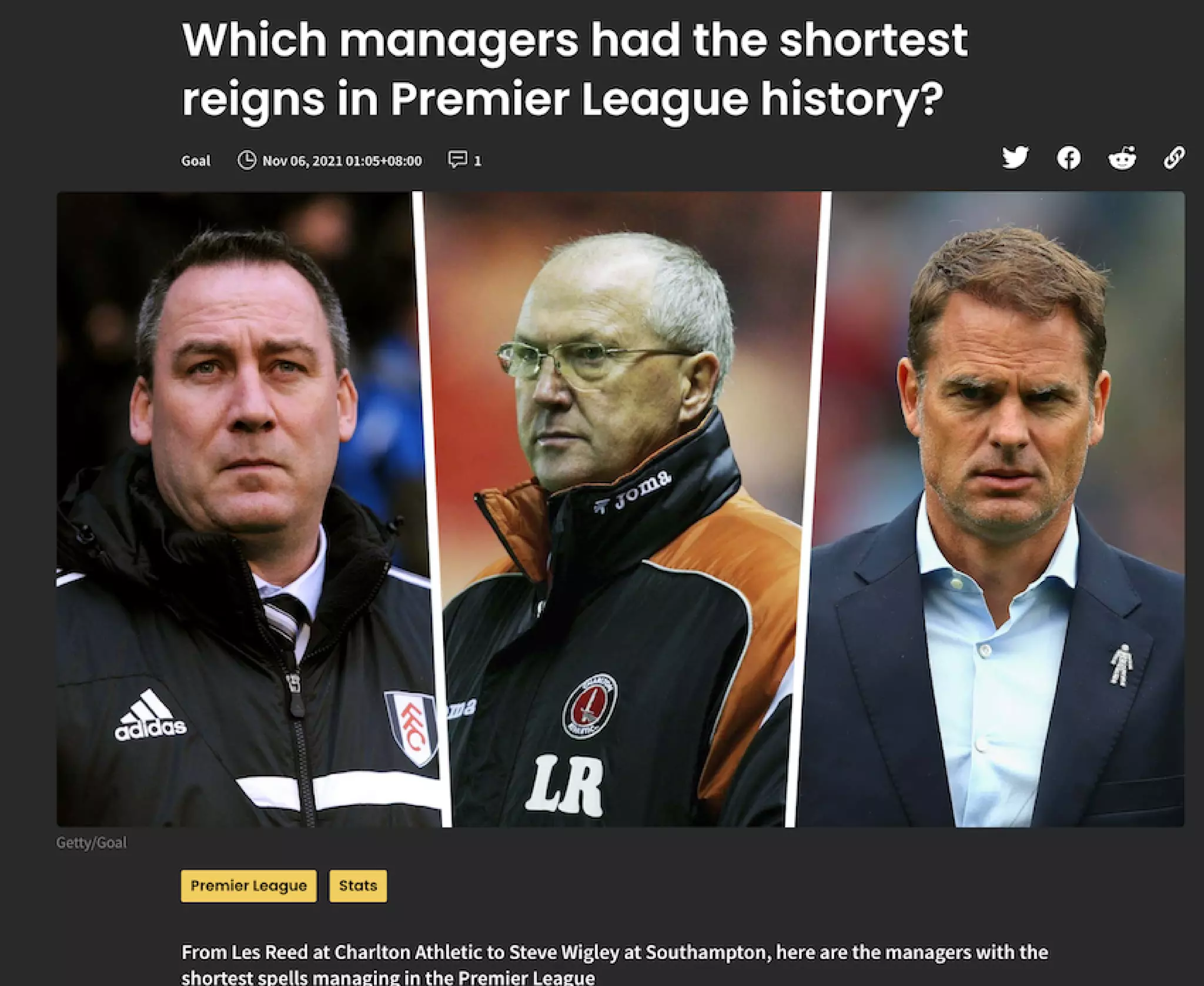 Which managers had the shortest reigns in Premier League history? | PDF