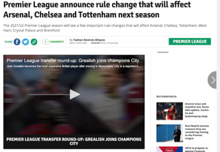 Premiere league announce rule change that wil affect arsenal, chelsea and tottenham next season