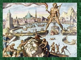 Culture Philosophy: Zeno and Stoicism vs. Epicurus and Epicureanism.  Skeptics????? History: Seven Wonders of the World, Herodotus. What does it mean when a culture begins to look back? Art: Realism. Religion: Mysticism, Cult of Osiris. 