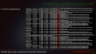 # How to analyse protocols?
s7-show-payloads.py
68SCADA deep inside: protocols and security mechanisms		 	 	 	 	 	 	 CONFIDENCE 2014
 