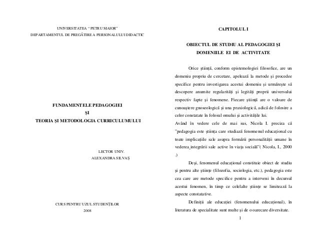 Alexandra Silivaș Fundamentele Pedagogiei