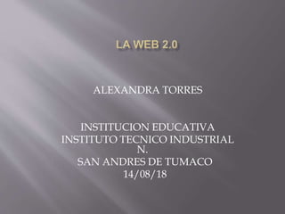 ALEXANDRA TORRES
INSTITUCION EDUCATIVA
INSTITUTO TECNICO INDUSTRIAL
N.
SAN ANDRES DE TUMACO
14/08/18
 
