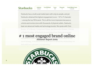 # 1 most engaged brand online
         Altimeter Report 2009
 
