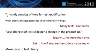Waiting UI is a multy-thread environment Things happen in background Test code is in another thread Not much could be really verified 