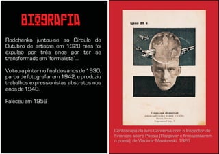 Contracapa do livro Conversa com o Inspector de
Finanças sobre Poesia (Razgovor c fininspektorom
o poesii), de Vladimir Maiakovski, 1926
 