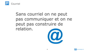 www.publipage.com28
Sans courriel on ne peut
pas communiquer et on ne
peut pas construire de
relation.
Courriel
 