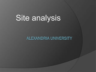Site analysis
 