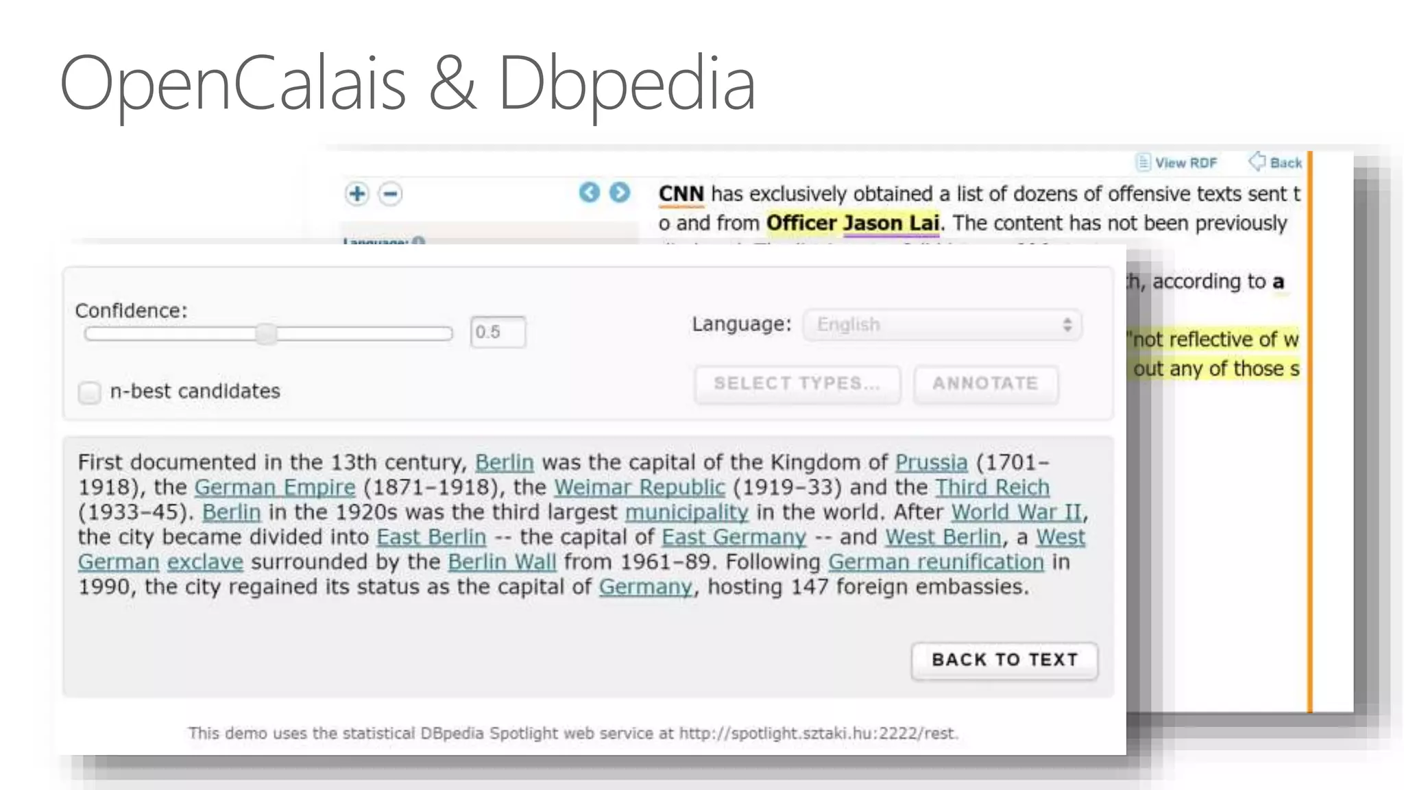OpenCalais & Dbpedia
 