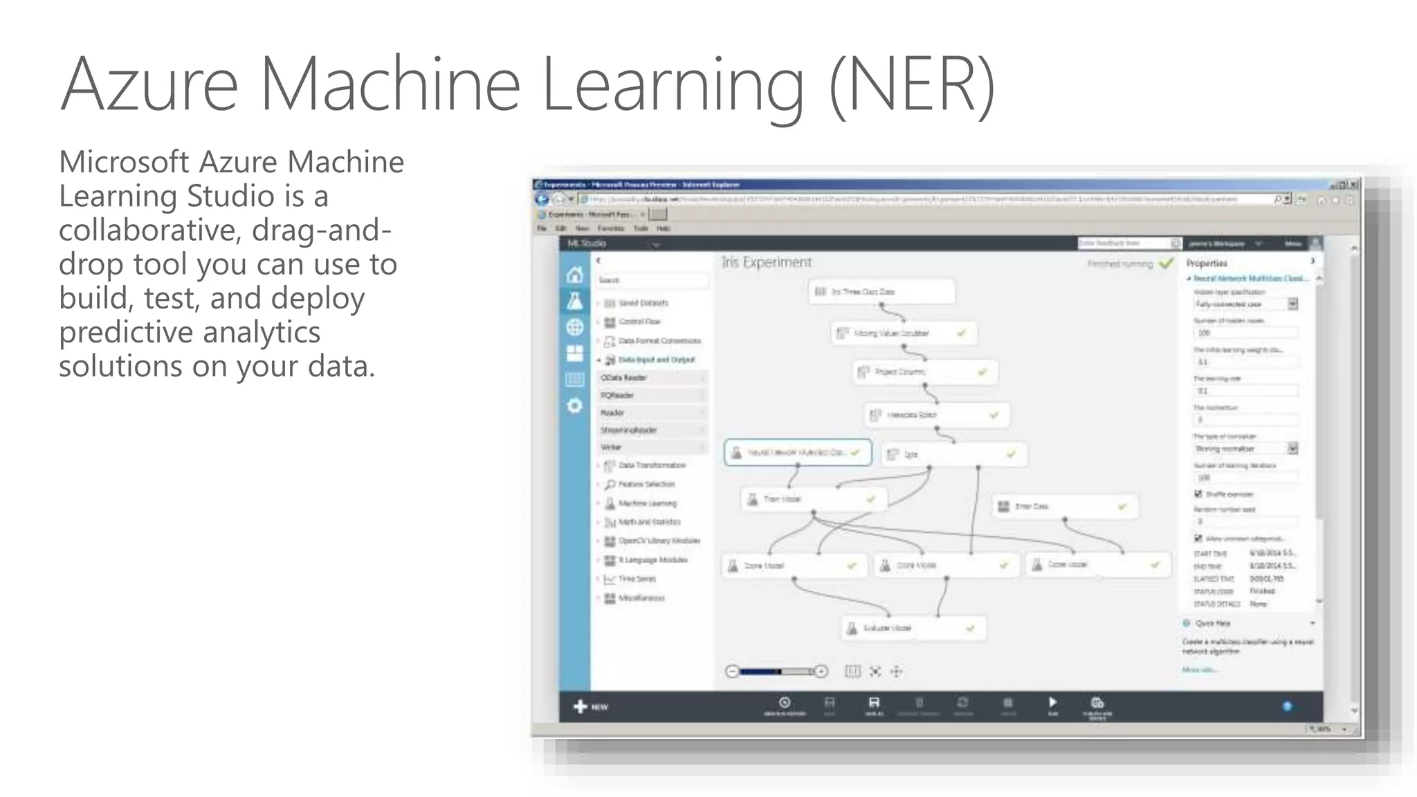 Azure Machine Learning (NER)
•Language Understanding Intelligent Service (beta)
 
