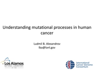 Understanding	mutational	processes	in	human	
cancer
Ludmil	B.	Alexandrov
lba@lanl.gov
 
