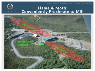 RIGHT TIME » RIGHT PLACE » RIGHT PRIORITIES
Flame & Moth:
Conveniently Proximate to Mill
Proposed Portal
Location
Keno Hill Mill
18
 