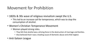 Clarification Question:
1. What is the difference between the 18th Amendment
and the Volstead Act? Explain this difference in a
comment on the very first slide of the Voice Thread
below this presentation.
 