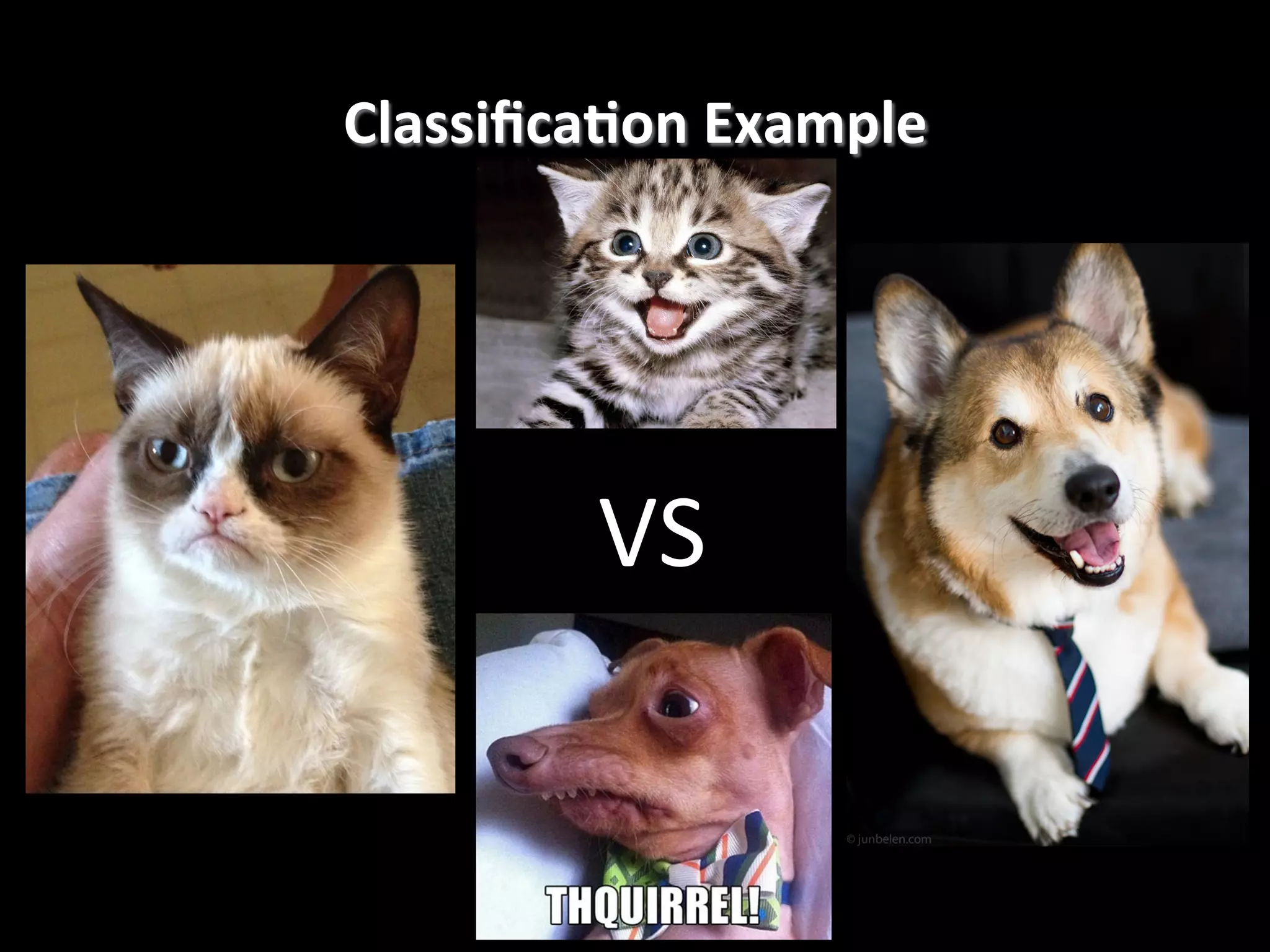 ClassiﬁcaEon	
  Example
	
  

VS!

 