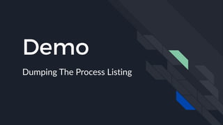 Demo
Dumping The Process Listing
 