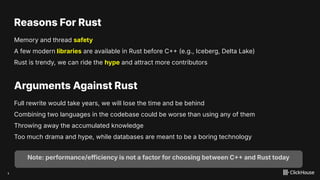 Rust Contributors Clickhouse's C++ & Rust Journey by Alexey Milovidov | PDF