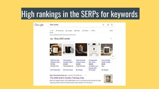 High rankings in the SERPs for keywords
 