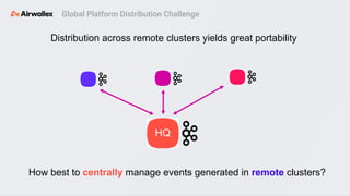 Global Platform Distribution Challenge
How best to centrally manage events generated in remote clusters?
HQ
Distribution a...