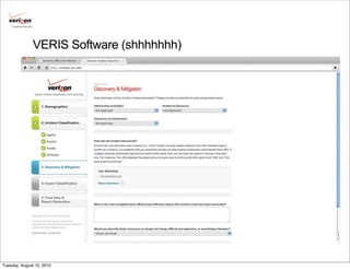Cybertrust Security




                          VERIS Software (shhhhhhh)




                             -
                                 screenshots here
                             -




Tuesday, August 10, 2010
 