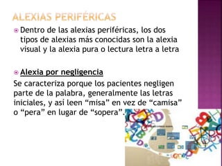 Alexias neuropsicologia Psicofisiologia | PPTX