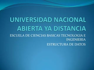 UNIVERSIDAD NACIONAL ABIERTA YA DISTANCIA ESCUELA DE CIENCIAS BASICAS TECNOLOGIA E INGENIERIA  ESTRUCTURA DE DATOS 