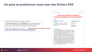Paris 2022 #SEOCAMPus
On peut se positionner aussi avec des fichiers PDF
44
 