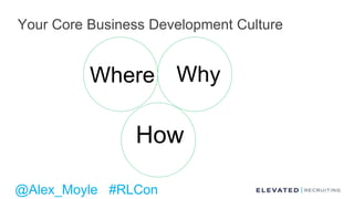 Your Core Business Development Culture
Where
How
Why
@Alex_Moyle #RLCon
 