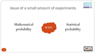 Issue of a small amount of experiments
14
Mathematical
probability
Statistical
probabilityWTF?
 