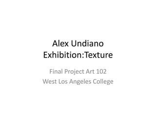 Alex Undiano
Exhibition:Texture
Final Project Art 102
West Los Angeles College
 
