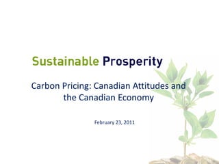 Carbon Pricing: Canadian Attitudes and
       the Canadian Economy

               February 23, 2011
 