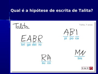 Qual é a hipótese de escrita de Talita?
 