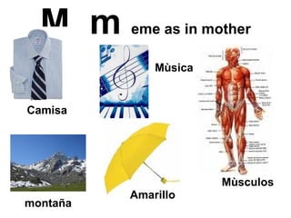 M  m  eme as in mother Mùsculos Mùsica Amarillo montaña Camisa 