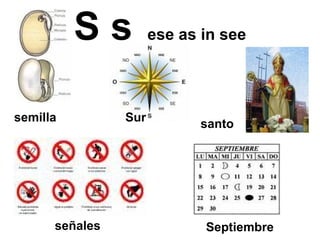 S s   ese as in see Septiembre santo señales Sur semilla 